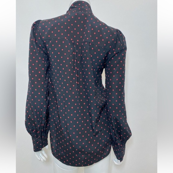 Veronica Beard Jeffries Silk Tie Neck Blouse Polka Dot Size 4 - Picture 3 of 7